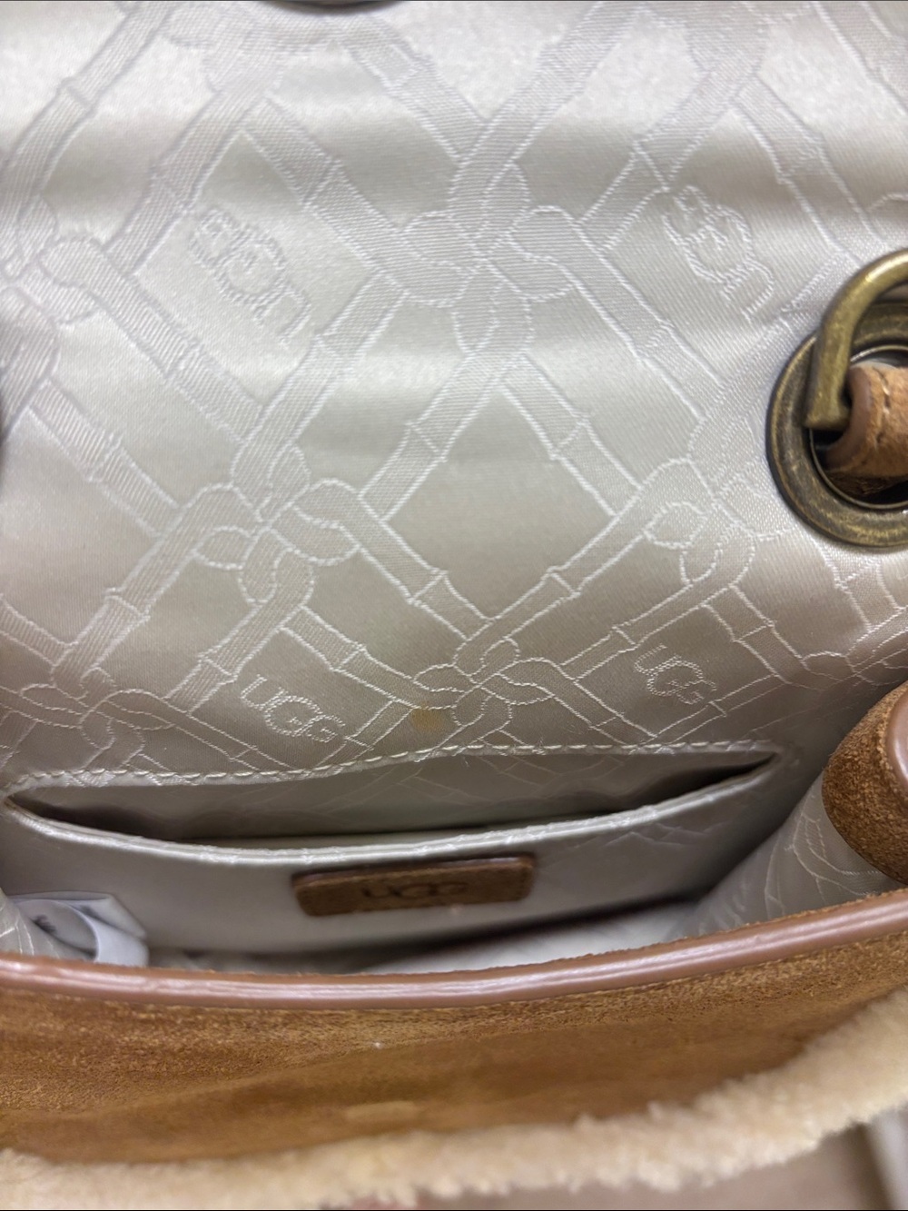 UGG Chestnut Brown Faux-Shearling Crossbody Bag - Picture 4 of 4